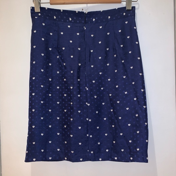 Yumi Kim Tulip Blue Silk Heart Print Skirt Size S. - Picture 2 of 5